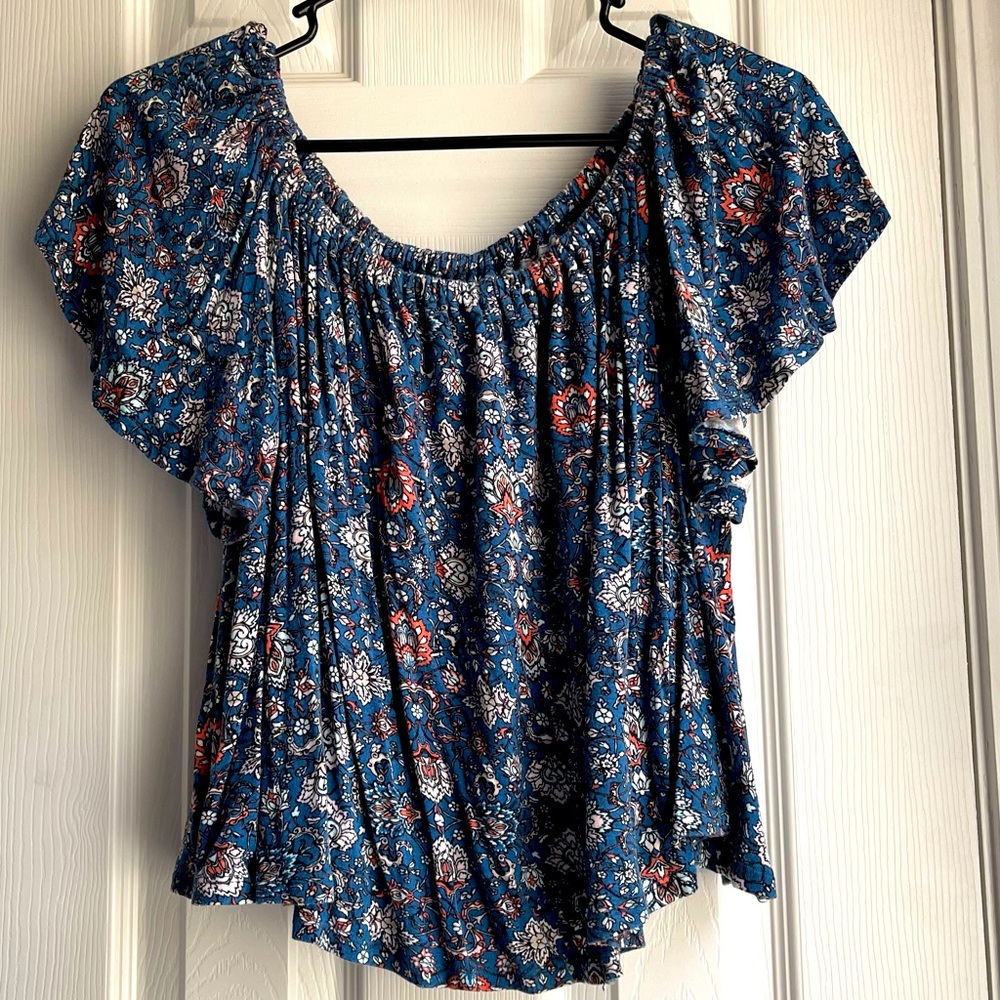 Xl dark blue floral crop top